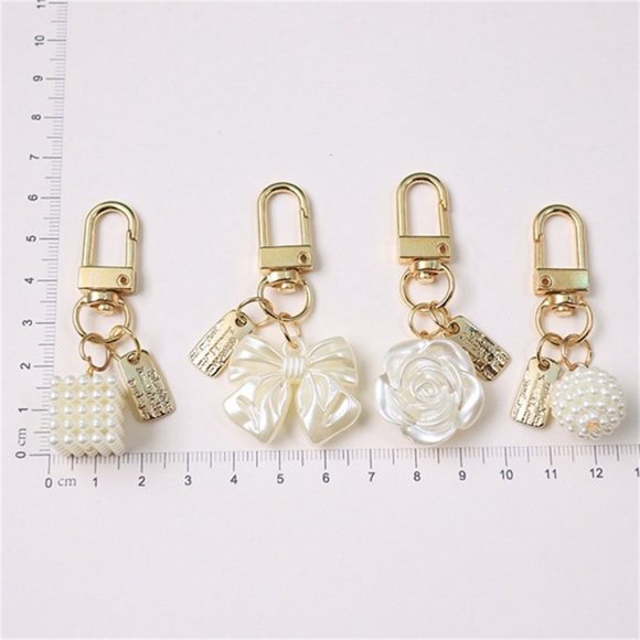 Cross-border Rose Bow Pearl Tassel Key Chain Car Pedant Decoration - Image 4