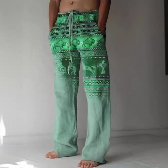 Men's Linen Printed Loose Casual Pants - Image 9
