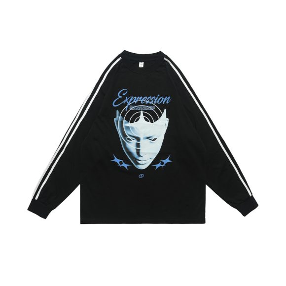 Heavy Pure Cotton Portrait Letter Printed Loose Long Sleeves - Image 2