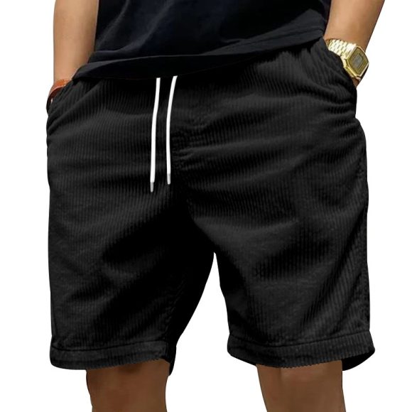 Men's Cargo Shorts Summer Vintage Corduroy Drawstring Pants With Pockets - Image 7
