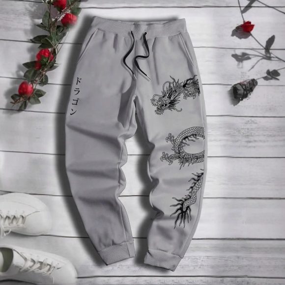 Dark Printed Loose Men's And Women's Lace-up Sweatpants - Image 7