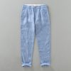 Retro Breathable Straight Yarn-dyed High Sense Linen Pants Men - Image 2