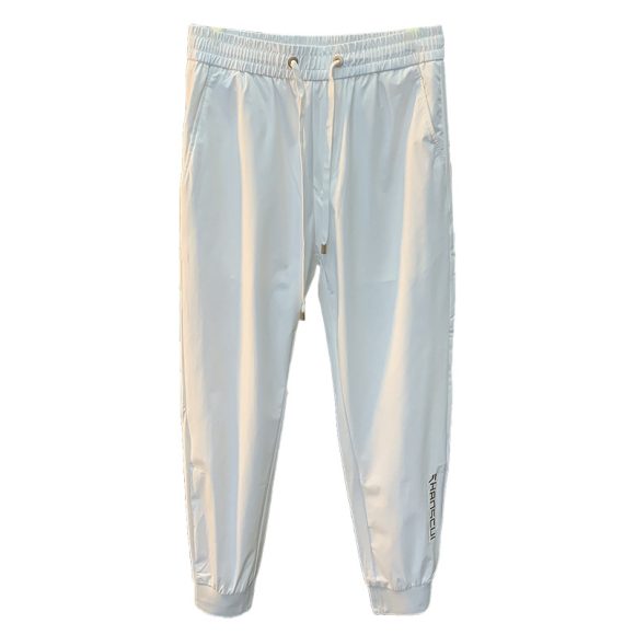 White Ice Silk Embroidery Ultra-thin Cool Feeling Ankle-length Sports Pants - Image 5