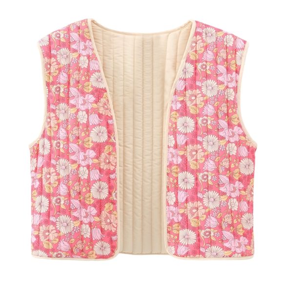 Autumn Small Floral Double-sided Wear Cotton Vest - Image 3