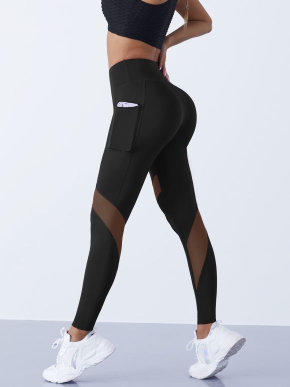 Mesh Stitching Yoga Cropped Sports Leggings - Image 5