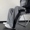 Houndstooth Stitching Chenille Casual Pants