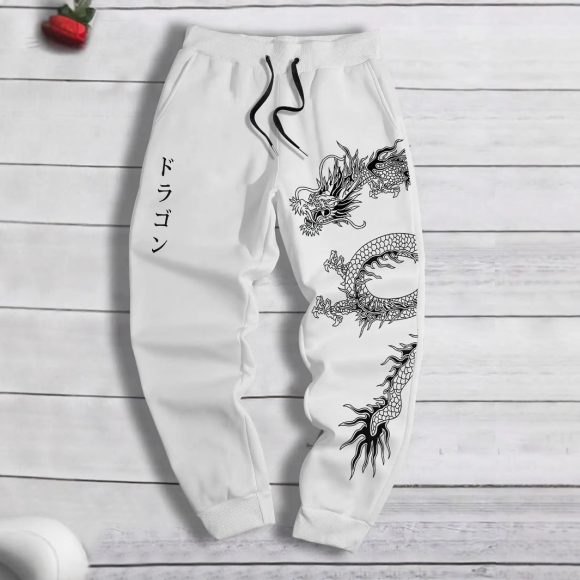 Dark Printed Loose Men's And Women's Lace-up Sweatpants - Image 6