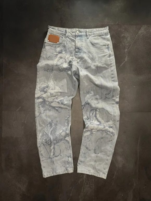 Casual All-match Graffiti Washed Worn Jeans - Image 4