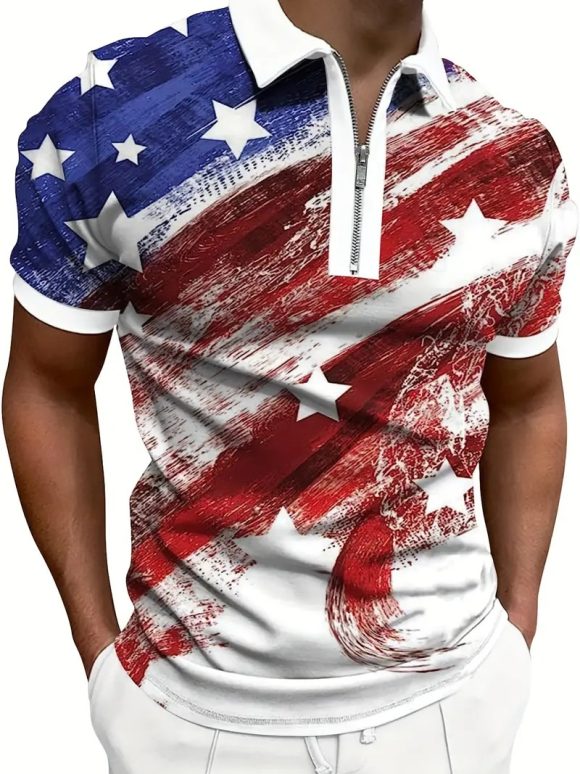 Men's Print Breathable Fashion Polo Shirt Top - Image 3