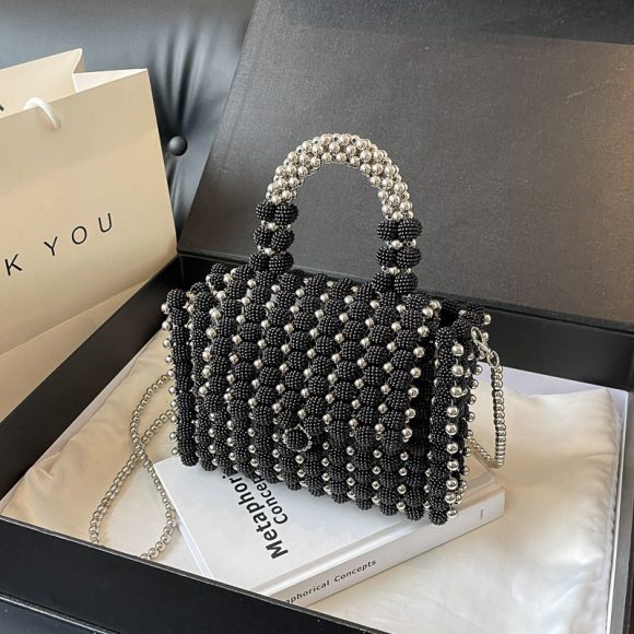 Dinner Dress Portable Beaded Weave Pearl Bag - Image 5