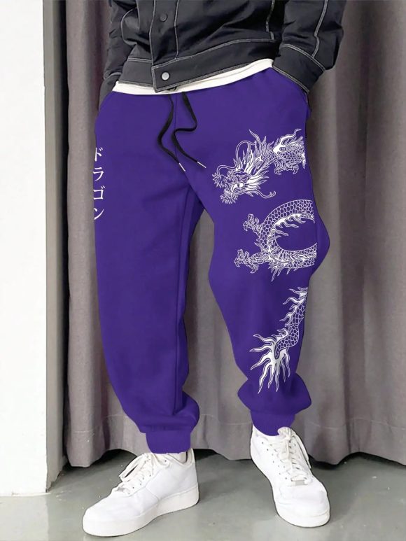 Dark Printed Loose Men's And Women's Lace-up Sweatpants - Image 8