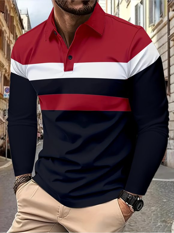 Men's Button Casual Slim Lapel 3D Printed Long Sleeve - Image 2
