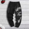 Dark Printed Loose Men's And Women's Lace-up Sweatpants - Image 5