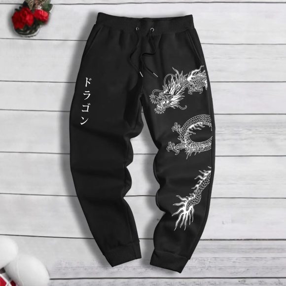 Dark Printed Loose Men's And Women's Lace-up Sweatpants - Image 5