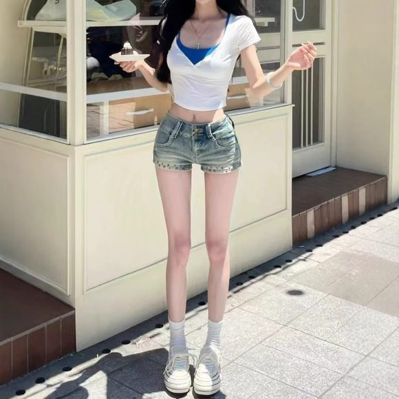 Pure Desire Style Sexy Super-fairy Slim Fit Short Sleeve Shirt - Image 4