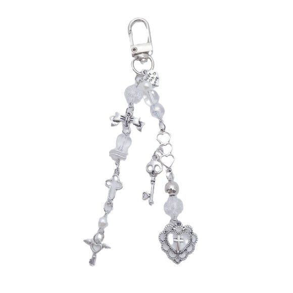 Beaded Bow Love Cross Keychain - Image 5