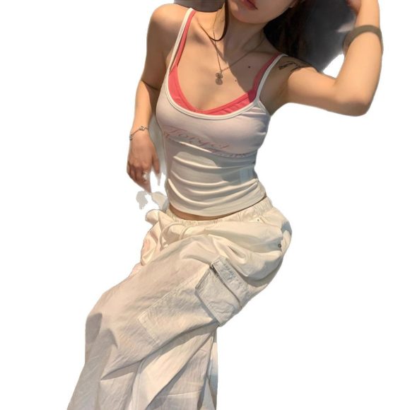 Retro Hot Girl Padded Strap Vest Women's Summer Top - Image 4