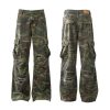 Retro Tattered Jeans Personalized Camouflage Workwear Casual Pants