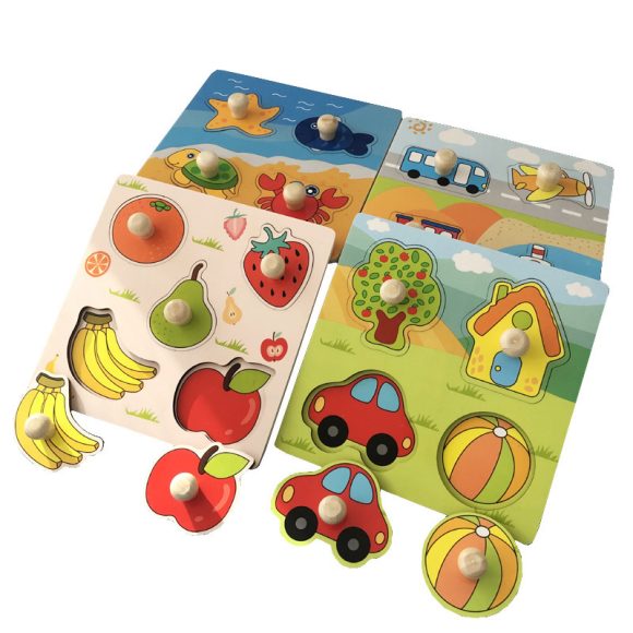Hand Holding Puzzle Board Children's Montessori Early Education Perception Educational Toy Building Blocks - Image 4