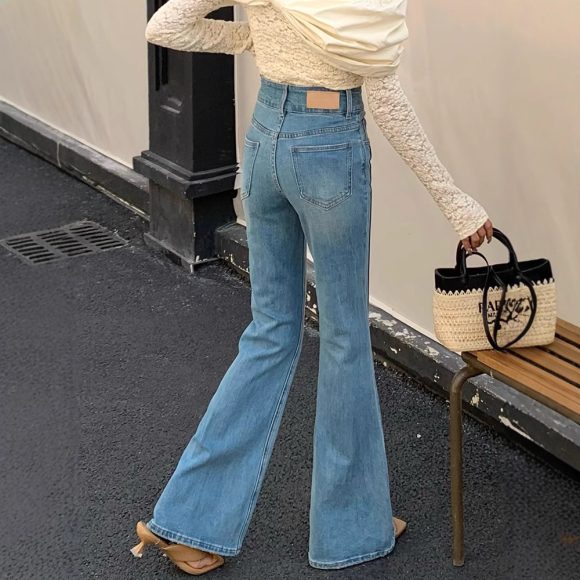 Women's High Waist Stretch Slim Bell-bottom Pants - Image 7