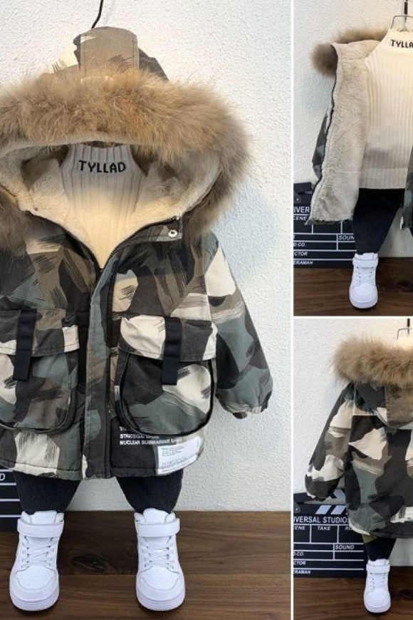 Boy Foreign-style Baby Winter Camouflage Padded Jacket - Image 3