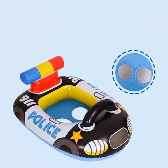 Children's New Swimming Ring PVC Inflatable Police Car Swimming Ring - Image 2