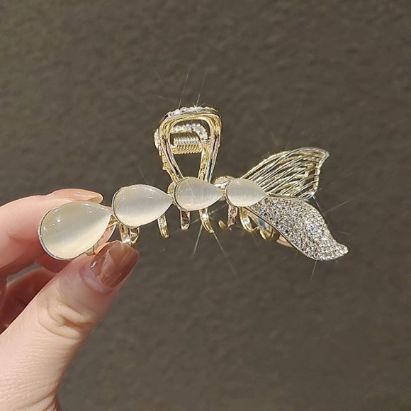 Fish Tail Opal Temperament Pearl Hair Clip Medium Size Clip Headdress - Image 2