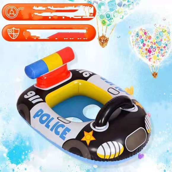 Children's New Swimming Ring PVC Inflatable Police Car Swimming Ring - Image 4