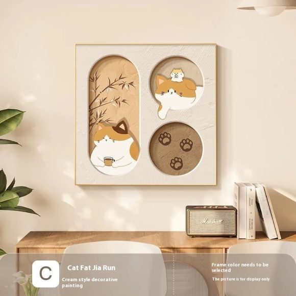 Cute Cat Dining Roomliving Room Cream Style Desktop Decorative Painting - Image 8