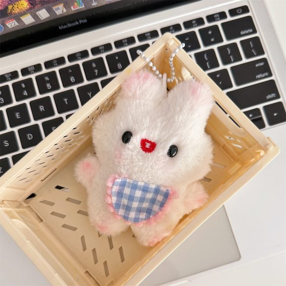 Cartoon Plush Blush Little Bunny Will Call Figurine Doll Pendant Keychain - Image 2