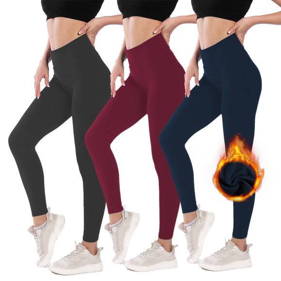 Women's High Waist Belly Contracting Warm Yoga Sports Leggings - Image 4