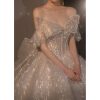 One-shoulder High-quality Long Trailing Heavy Industry Retro Wedding Dress - Image 3