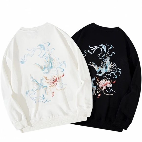 Men's Fleece Padded Coat Embroidered Shirt Round Neck - Image 6
