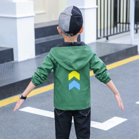 Autumn Big Kids Letter Print Trench Coat - Image 5