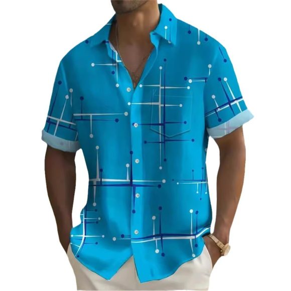 Fashion Printed Shirt Men's Clothing Print Lapel Short Sleeve - Image 6