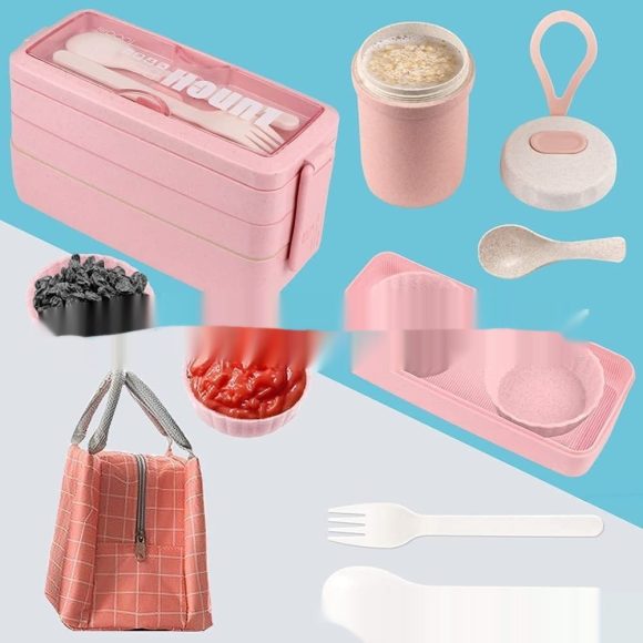 Amazon 8-piece Set Japanese Lunch Box Suit Thermal Bag Breakfast Soup Cups Bento Box Set Suit - Image 4