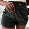 Grunge Punk Street New Vintage Stretchy Overlap Waist Wrap Asymmetric Hem A-Line Skinny Denim Skorts Halloween Clothes Jeans - Image 2