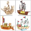 Wooden Pirate Ship Assembled Model Decorative Toys - Image 4