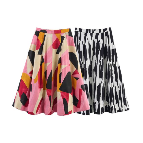 Spring And Summer Square Printing Midi Dress - Image 6