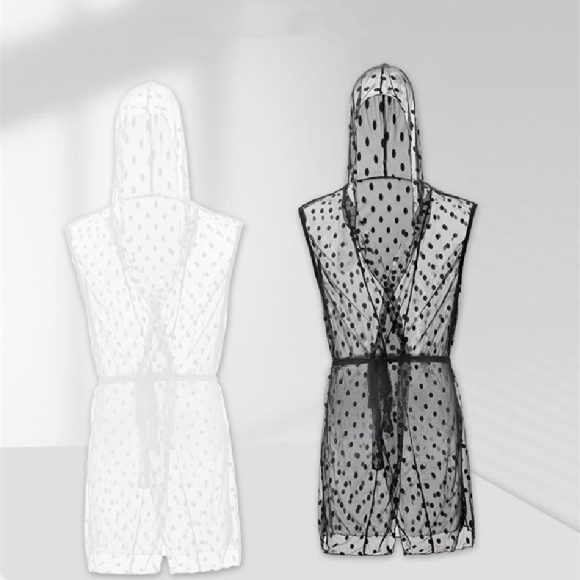 Men's Transparent Fashion Lace Mesh Bathrobe - Image 2