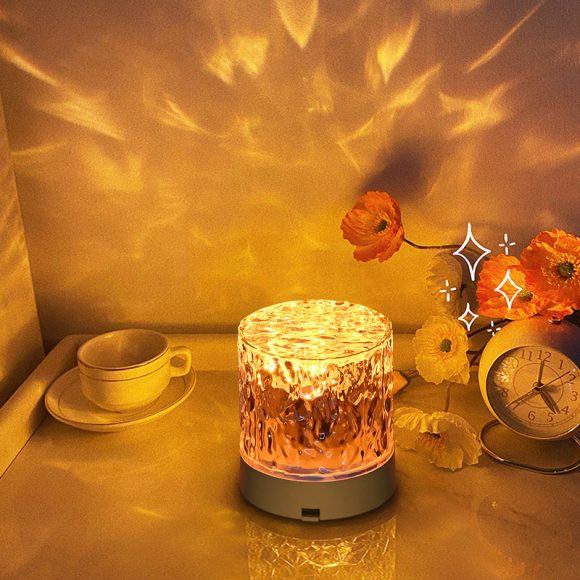Crystal Lamp Water Ripple Projector Night Light Decoration Home Houses Bedroom Aesthetic Atmosphere Holiday Gift Sunset Lights Home Decor - Image 3