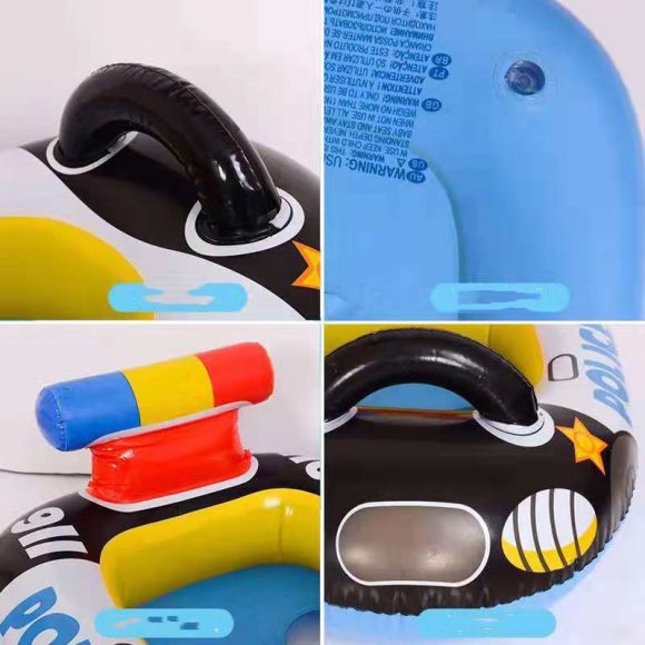 Children's New Swimming Ring PVC Inflatable Police Car Swimming Ring - Image 3