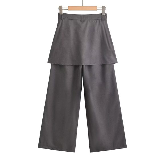 Women's Design Fake Two-piece Lace-up Wide-leg Pants - Image 2