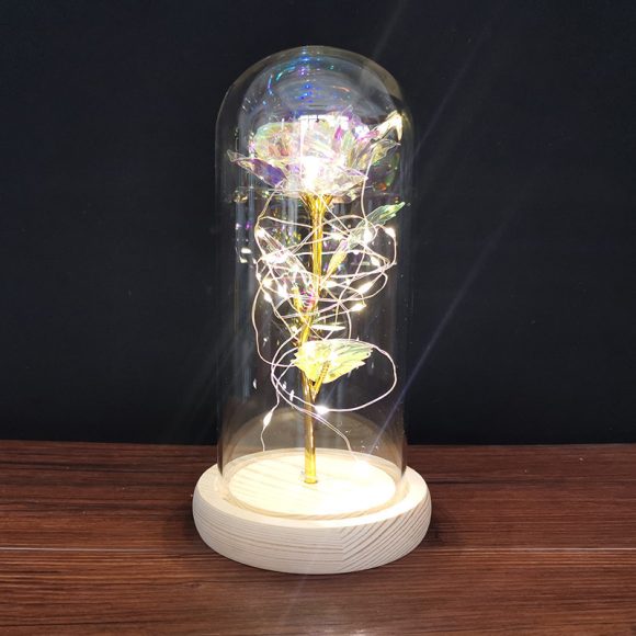 Enchanted Forever Rose Flower in Glass LED Light Christmas Decoration - Image 5