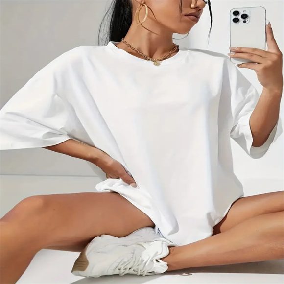Women's Fashion Casual Home Commuter All-matching Round Neck Short Sleeve T-shirt - Image 7