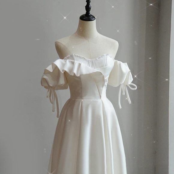 Satin Light Wedding Dress Bride French Super Fairy - Image 4