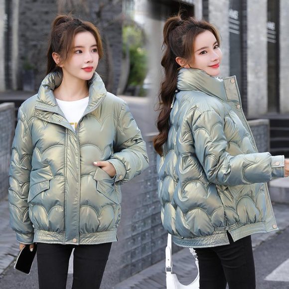 Women's Cotton-padded Coat Korean Style Quilted Jacket Stand Collar Cotton-padded Jacket - Image 6