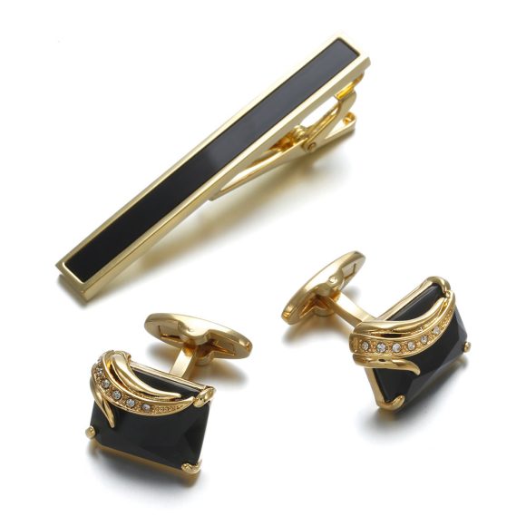 Fashion Gentleman Tie Clip High Quality Cufflinks Gold - Image 8