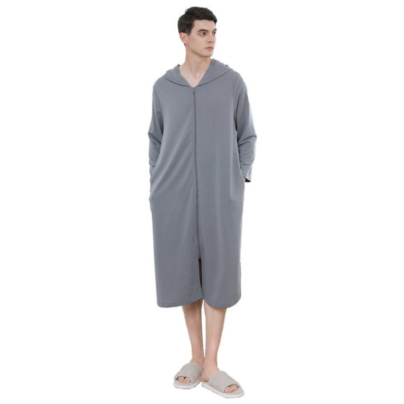 Zipper Bathrobe Couple Hooded Nightgown Thin Pajamas - Image 10