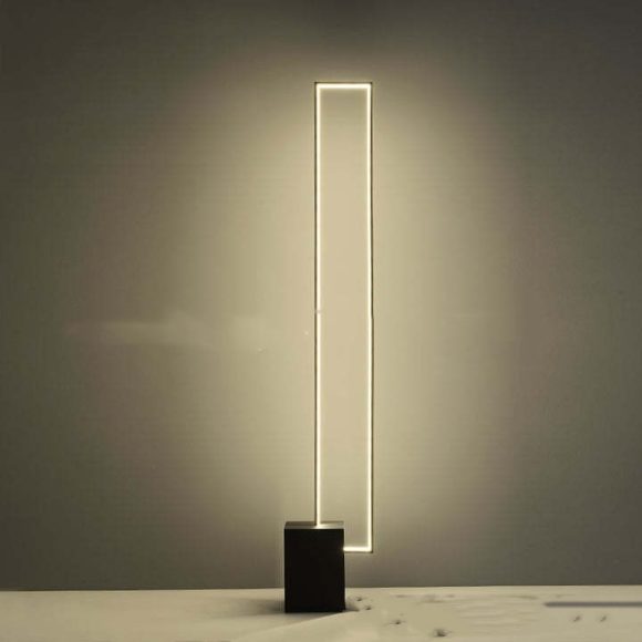 Minimalist Sand Black Floor Lamp Quadriboid Base Square Light Body - Image 2
